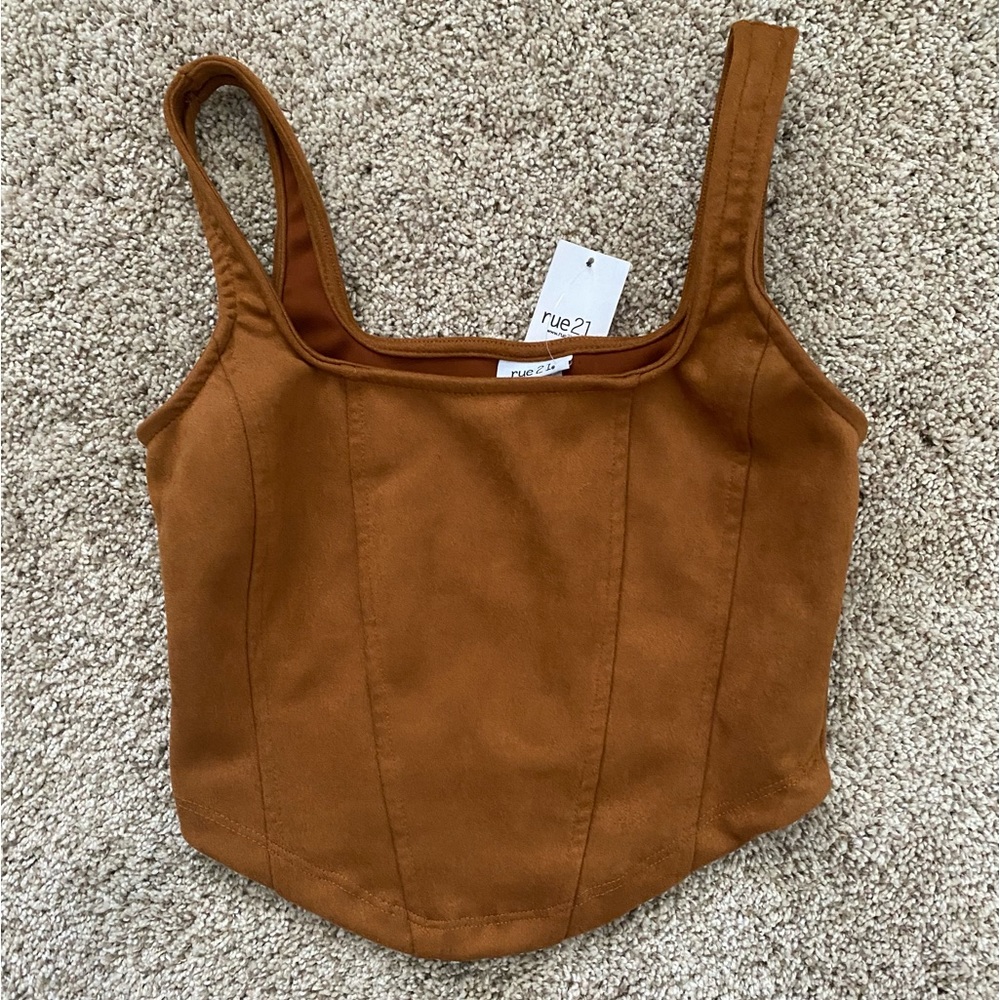 NWT Faux Suede Corset Top
